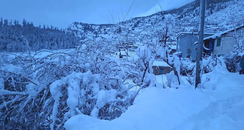 मुस्ताङ, हुम्ला र बाजुरामा वर्षासँगै भारी हिमपात
