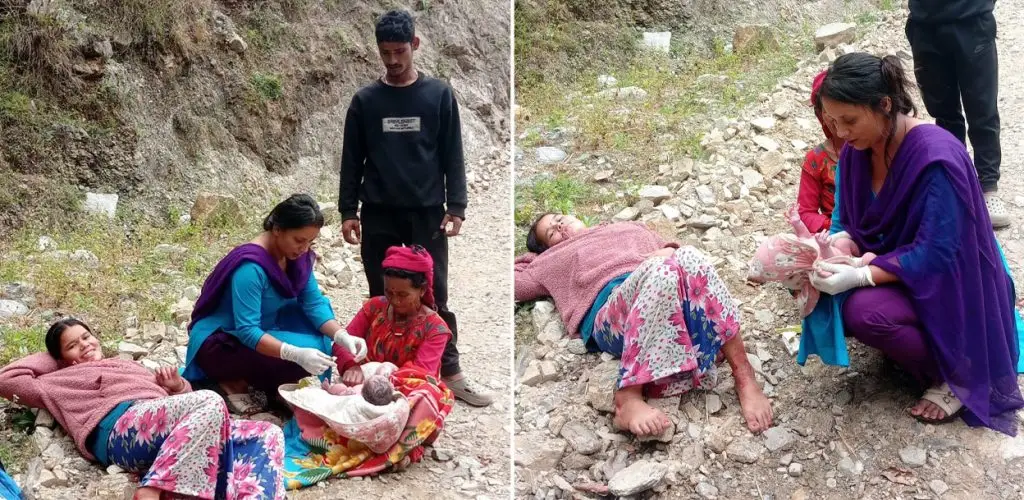 बाजुराकी एक महिलाले बाटोमै जन्माइन् बच्चा